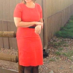 Vintage Dupioni Silk Bright Orange Wiggle Dress